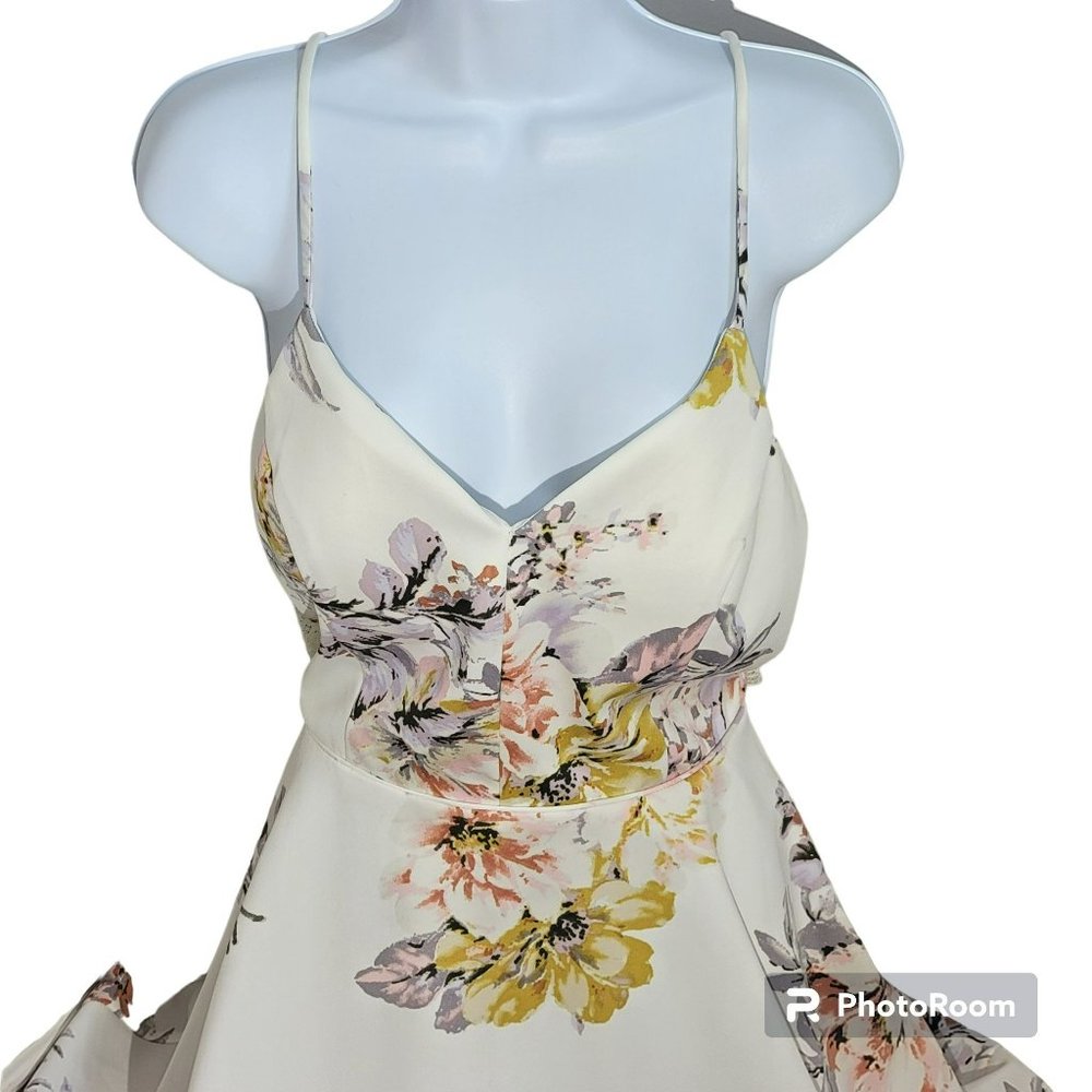 Jodi Kristopher Women JR Size 15 Ivory Fit & Flare Dress w/Open Lace Back EUC - Picture 3 of 11